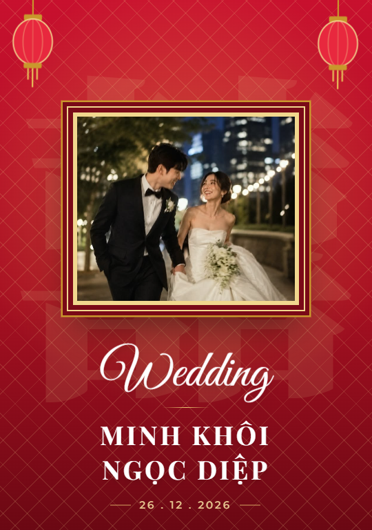 Mẫu thiệp cưới Double Happiness